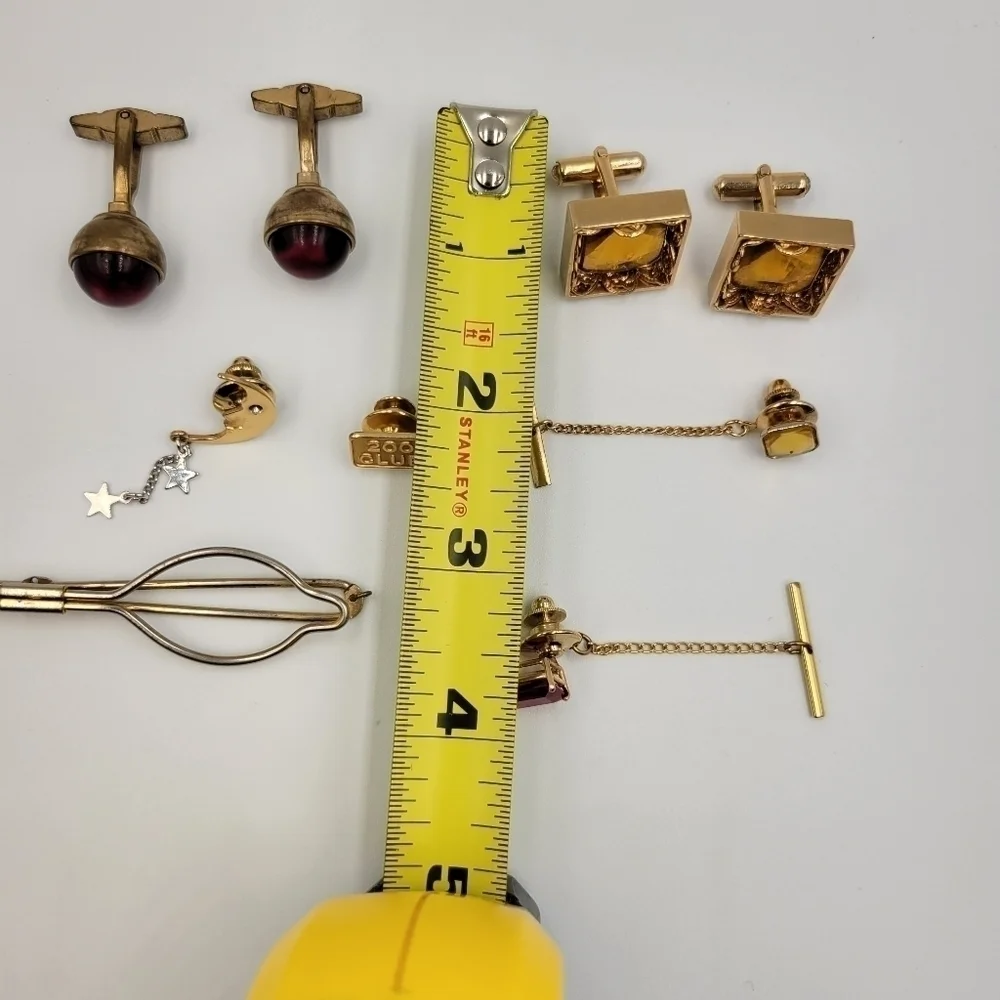 Lot of Gold-Toned Men’s Accessories Including Tie Pins & Cuff Links